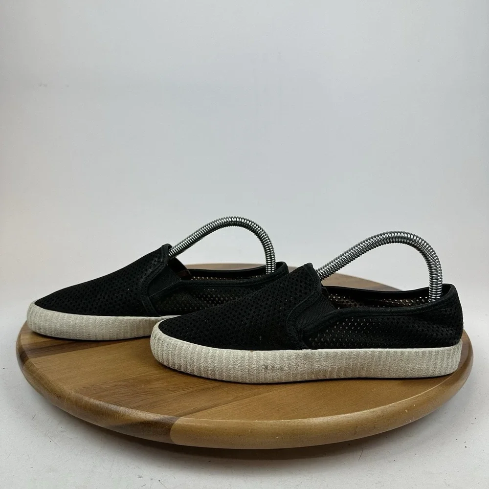 Womens Frye‎ Camille Black Perforated Leather Casual Comfort Sneakers Size 6.5 M
